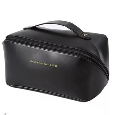 Imagem de Necessaire de Viagem Blogueira Grande com Compartimentos, Impermeável, Alça para Pendurar, Ideal para Maquiagem, Cosméticos e Higiene Pessoal Prática para Viagens e Uso Diário - TYDA (PRETO)