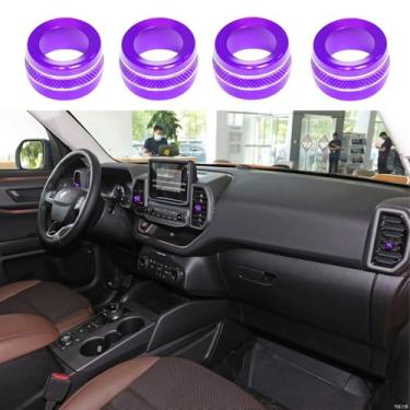Imagem de BORUIEN Para Ford Bronco Sport 2021-2024 Ar Condicionado Dash Vent Switch Knob Cover Decor Trim 4 peças liga de alumínio (não para Bronco) (roxo)