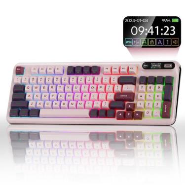 Imagem de Teclado mecânico sem fio KZZI Z98 Creamy com tela inteligente