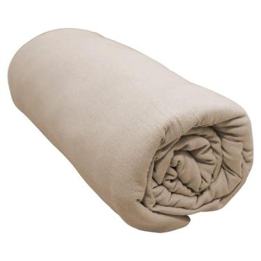 Imagem de Lençol Com Elástico King Portallar Malha 100% Algodão Liso Linha Casa Bege Caqui