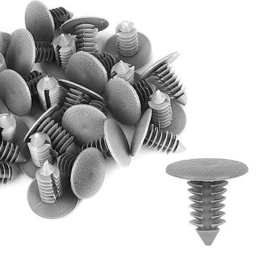 Imagem de 30 peças 9 mm diâmetro furo parafuso plástico rebites prendedor para-lamas clipes de retenção de para-choque cinza para carro