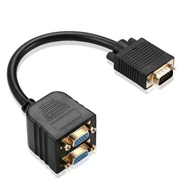 Imagem de Cabo divisor VGA 1 VGA macho para 2 VGA fêmea adaptador monitor Y cabo divisor 25 cm preto