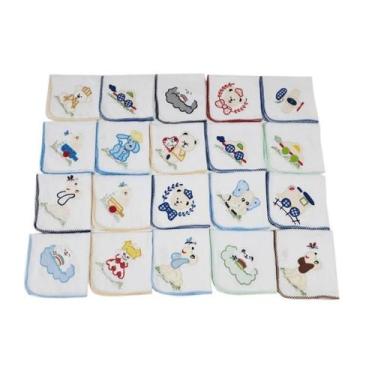 Imagem de Kit 5 Fralda Pano Bebê Bordada 70X70Cm Com Crochê Masculino - Dugu