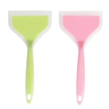 Imagem de Espátula de panqueca de silicone para panelas antiaderentes, espátula de panqueca plana e larga viradora de alimentos, pá de panqueca resistente ao calor para ovos, peixes, pizza, bife