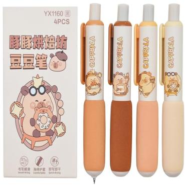 Imagem de Maydahui 12 canetas esferográficas de gel capivara de bolso pequeno, retráteis, curtas, redondas, minigordas, atarracadas, kawaii, tremor, parkinson, artrite, mãos, tinta preta para escola, festa