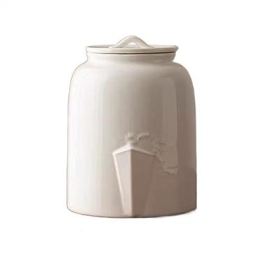 Imagem de Lata de Chá Vasilha de chá flor de ameixa em relevo de porcelana branca, jarra de vedação grande doméstica, vaso vazio, ornamentos decorativos de cerâmica Lata de Chá(Grande)