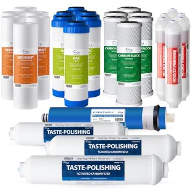 Imagem de iSpring Conjunto de suprimentos de substituição de 3 anos F28K75 para sistemas de filtragem de água com osmose reversa de 6 estágios com filtro mineral alcalino, 28 peças, branco