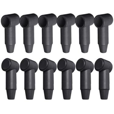 Imagem de Ampper 12 peças de silicone longo 1/10.2 cm, 5/40.6 cm tampas de terminais, capa de terminal flexível para borne de bloco de junção de energia da bateria, serve para fio calibre 6-1 (preto)