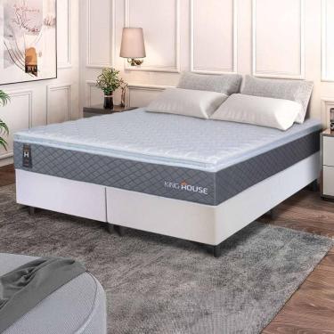 Imagem de Conjunto Box Branco Argel Cinza Espuma D33 Queen 158x198x67 - King House