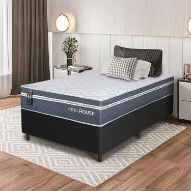 Imagem de Conjunto Box Preto Cairo Cinza Molas Ensacadas Solteiro 96x203x64 - King House