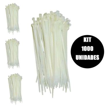Imagem de Abraçadeira De Nylon Branco Kit 1000 Uni Organizador