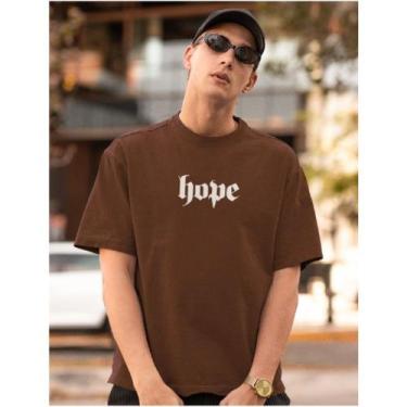 Imagem de Camiseta Masculina Oversized Malha Algodão Hope, Marrom, P