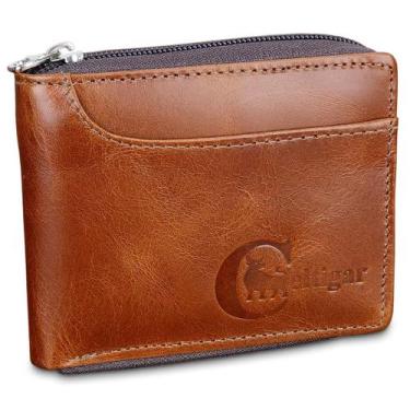 Imagem de Carteira Com Zíper Masculina Couro Antifurto Proteção RFID - Celtigar,