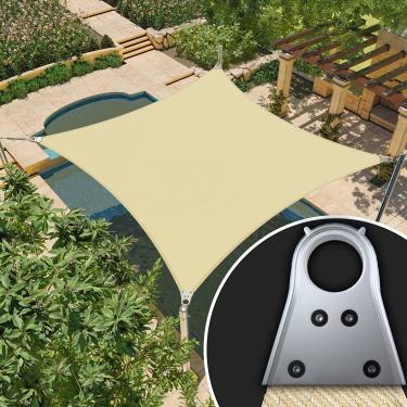 Imagem de Amgo Guarda-Sol Retangular Bege Super Ring De 18' X 24', Toldo Vela Com Proteção Solar Upf50+ Agsrr Para Pátio, Padrão Comercial, 260 G/M² Alta Resistência, Bloqueio 98% Uv