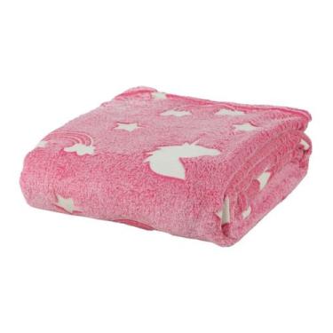 Imagem de Manta Infantil Brilha no Escuro 2,00m x 1,80m Toque Super Macio Pink U