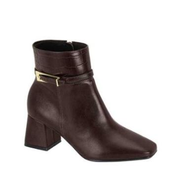 Imagem de Bota Vizzano Cano Curto Bico Quadrado Salto Bloco Detalhe Croco Cor:;Tamanho:33;Gênero:Feminino-Feminino