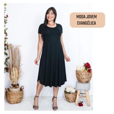 Imagem de Vestido Plus Size Elegante Soltinho Moda Evangélicas Preço Atacado Cur