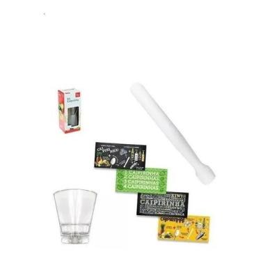 Imagem de Kit Caipirinha 3 Peças Copo Socador E Tabua De Vidro Sortida - WINCY