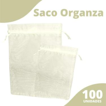 Imagem de Saco Organza - Saquinho 7x9 Bege Natural C/ 100 Para Lembrancinha - Ny