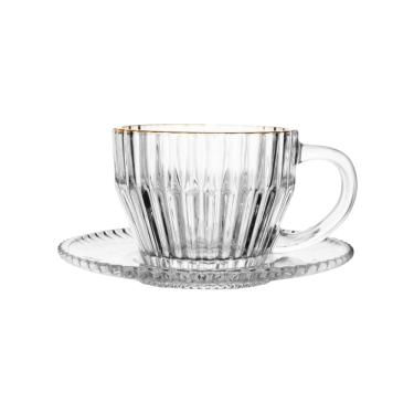 Imagem de Conjunto De Xícaras Para Chá Com Pires Em Cristal Imperatriz Com 8 Peças 220ml Wolff