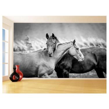 Imagem de Papel De Parede Animais Casal Cavalos Fazenda 3,5M Anm343 - Você Decor