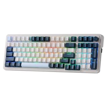 Imagem de Redragon K686 PRO Teclado para jogos RGB com junta de 98 teclas, teclado mecânico de 3 modos com soquete Hot-Swap, controle de botão rotativo especial e almofadas de amortecimento de ruído