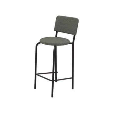 Imagem de Banqueta Alta Kappesberg Capri com Assento Estofado Cor Preto Fosco/Linho Mescla 1 Unidade