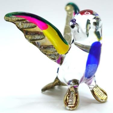 Imagem de Sansukjai Owl Miniature Figurines Animals Hand Blown Glass Art Collectible Gift Home Decorate (Multi-Gold)