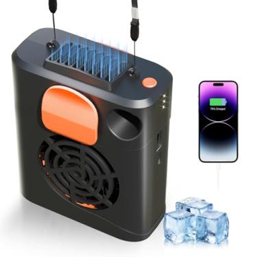 Imagem de Ventilador de cintura portátil com clipe recarregável, configurações de 3 velocidades com carregador e luz, ventilador de cinto pessoal usável, ventilador de pescoço sem as mãos para caminhadas ao ar