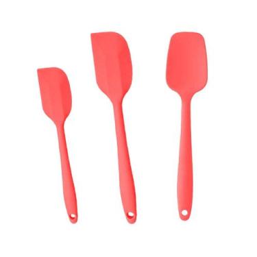 Imagem de Kit 3 Espátulas De Silicone Para Cozinha Reforçada Vermelha- - Udlandi