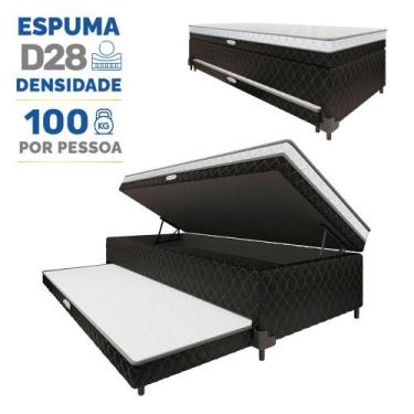 Imagem de Cama Box Baú com Colchão de Espuma acoplado e Auxiliar de Espuma Copen