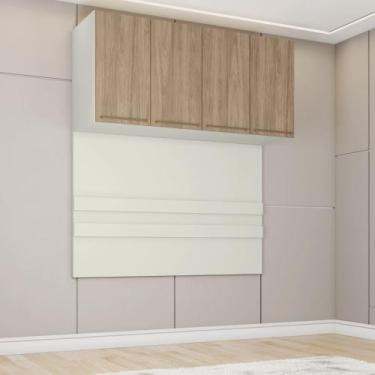 Imagem de Ponte Modulada 165cm Casal Queen 4 Portas Cabeceira Seletto Henn - Are