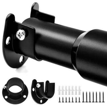 Imagem de hanvate Varas de armário para pendurar roupas, varetas ajustáveis de 43,3 a 213 cm, hastes de armário de metal resistente de 3,3 cm de diâmetro para guarda-roupas, banheiro, janelas, lavanderia