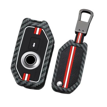 Imagem de HIBEYO Capa de chaveiro de carro adequada para BMW Motors R1250GS R1200GSLC R1200RSLC R1600GSLC F850GS K1600GT K1600GTL K1600 Grand Metal & Silicone Key Shell Case Key Fob Protector-A chaveiro (linhas