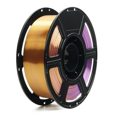 Imagem de FLASHFORGE Filamento tricolor de seda, roxo, dourado e preto 3 em 1 filamento PLA de seda 1,75 mm, filamento de impressora 3D que muda de cor 1 kg (2,2 lbs), precisão dimensional +/- 0,02 mm