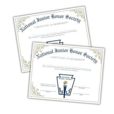 Imagem de National Junior Honor Society Certificado de Adesão Pacote com 50 Pinos de Diploma de Graduação de Superlativos 21,6 x 28 cm