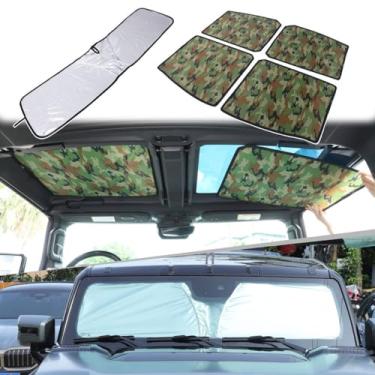 Imagem de Para acessórios Hummer EV conjunto de 5 guarda-sóis de teto sem flacidez e para-sol para para-brisa frontal para 2024 2025+ Hummer EV SUT SUT SUV sombra de sol e teto solar dobrável bloqueio UV (A)