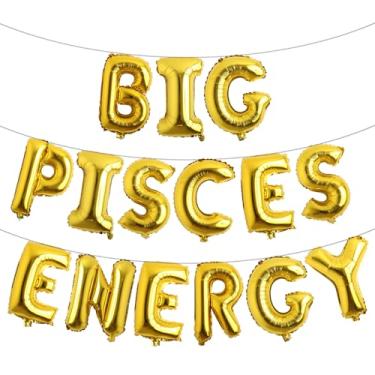 Imagem de Faixa multicolorida de balões de energia de Peixes, decorações de festa de aniversário, aniversário de peixes, letras de 41 cm, aniversário de 21 anos, aniversário de 30 anos, (ouro grande de energia