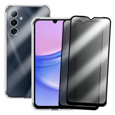 Imagem de Kit 2 Películas Para A15 + Capa Capinha Compatível Samsung Galaxy Privacidade Anti Espião Vidro 3d