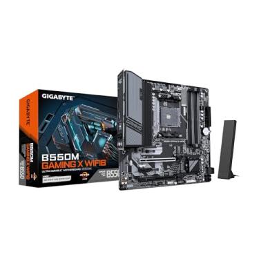Imagem de GIGABYTE Placa-mãe B550M Gaming X WIFI6, suporta processadores AMD AM4 Ryzen 5000, Micro-ATX, DDR4, 2X M.2, PCIe 4.0, WIFI6, LAN 1GbE, EZ-Latch
