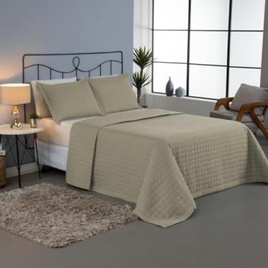 Imagem de Conjunto Cobre Leito Cama Casal Queen + 2 Fronhas Matelados 300 Fios Em Poliéster Confortável Macia (Kit Cobreleito Caqui)