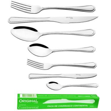Imagem de Jogo Garfo Faca Colher Inox 42 Pecas Restaurante Buffet - Original Lin