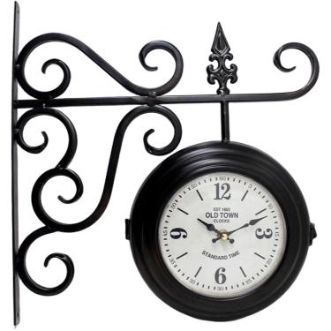 Imagem de Relógio De Parede Europeu Dupla Face Estação Trem Em Metal