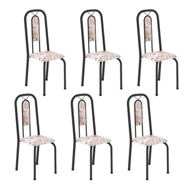 Imagem de Cadeiras para Sala de Jantar 6 Unidades Lívia Botanic Bege / Preto