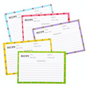 Imagem de Cartões de receita, 50 peças, 10 x 15 cm, cartão grosso de dupla face, design original de 5 frutas, adequado para fichário de receitas, caixa de presente para chá de panela, casamento, inauguração de