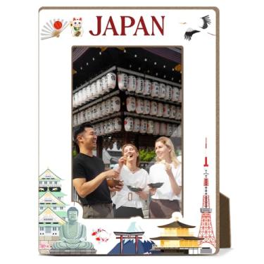 Imagem de Molduras de madeira com tema japonês, viagens, férias, presentes de lua de mel, presentes de lua de mel, para amigos, família, casa, escritório, decoração de mesa, moldura com suporte, comporta fotos