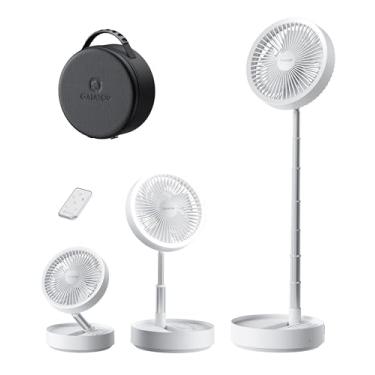 Imagem de Gaiatop Ventilador de pedestal portátil bateria de 16000 mAh [tempo de execução máximo de 74h], ventilador oscilante dobrável, ventiladores de mesa dobráveis, luz LED, capa e controle remoto, 4