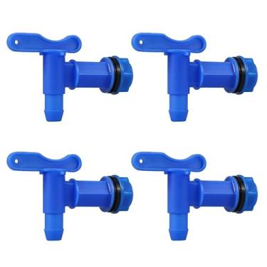 Imagem de Pacote com 4 torneiras de tambor de 3/10.2 cm para torneira de barril de polietileno de recipiente de 5 galões com torneira de substituição de junta EPDM da MUGLIO (azul)