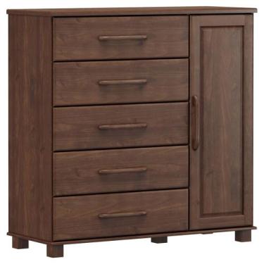 Imagem de Cômoda Sapateira Para Quarto Closet 5 Gavetas 1 Porta Zahav F06 Café -