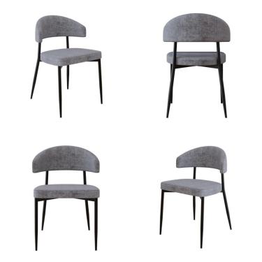 Imagem de 4 Unidades Cadeira Bless Fixa C/4 Pés 53 X 55 X 78cm. Lautrec Cinza Lautrec Cinza